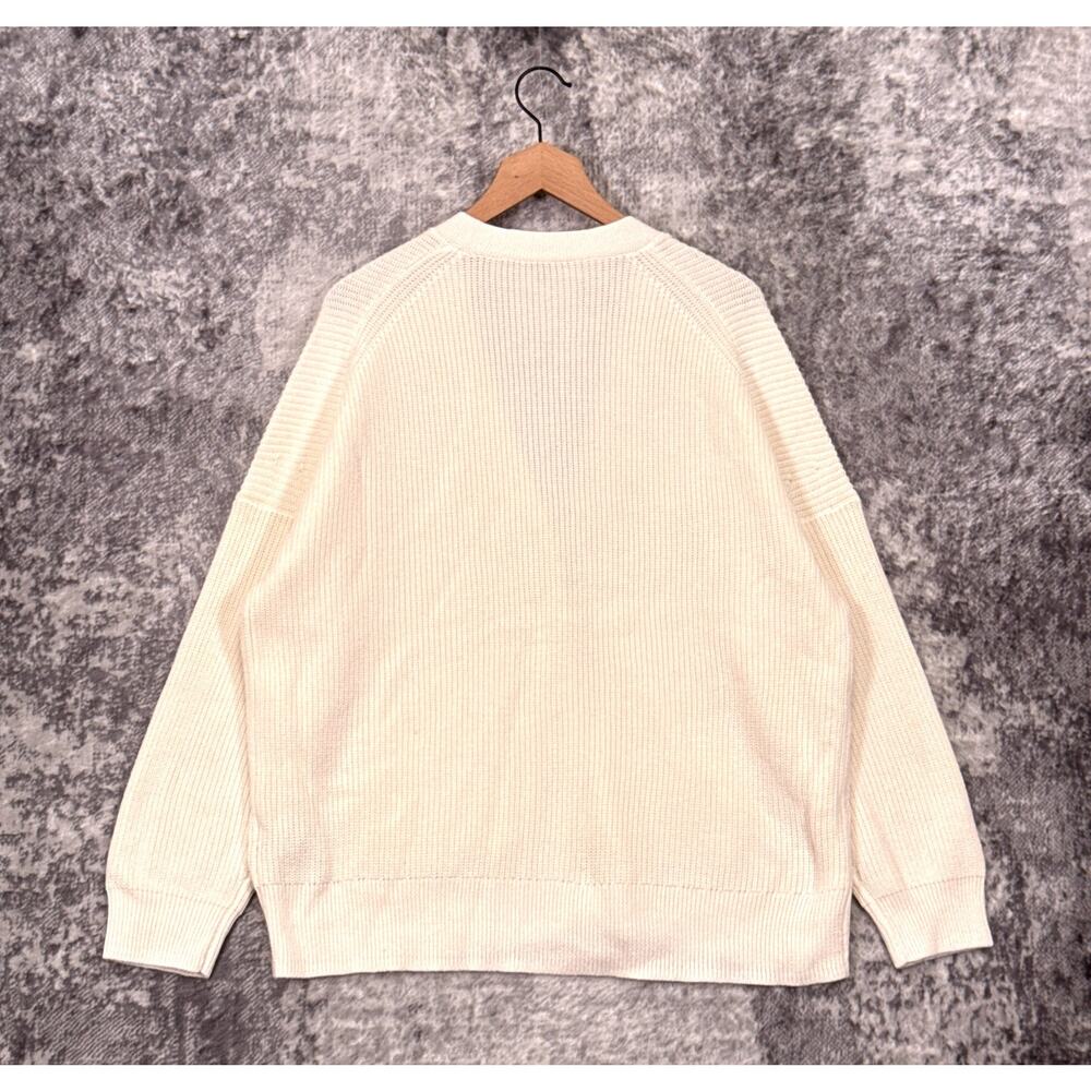 New J Crew Cotton Cashmere Cardigan Large Womens Ivory Cream Chunky Knit Sweater - Picture 3 of 9